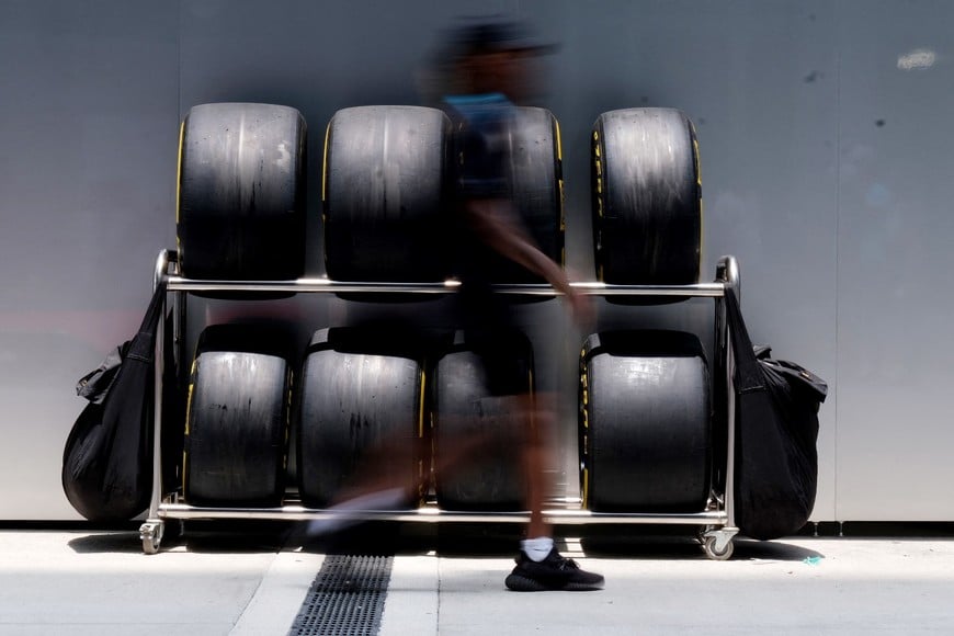 Formula One F1 - Miami Grand Prix - Miami International Autodrome, Miami, Florida, U.S. - May 5, 2022
General view of tires ahead of the Miami Grand Prix REUTERS/Ricardo Arduengo
