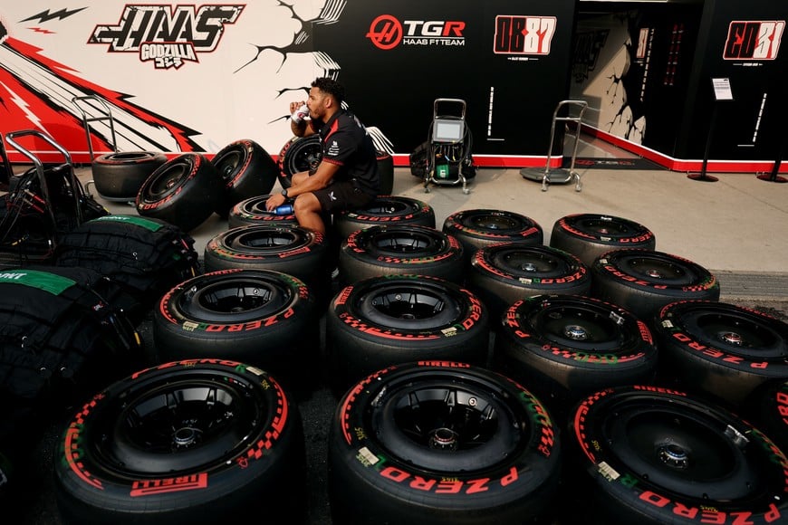 Formula One F1 - Japanese Grand Prix - Suzuka Circuit, Suzuka, Japan - March 28, 2026
General view of tyres in the Haas garage after qualifying REUTERS/Issei Kato