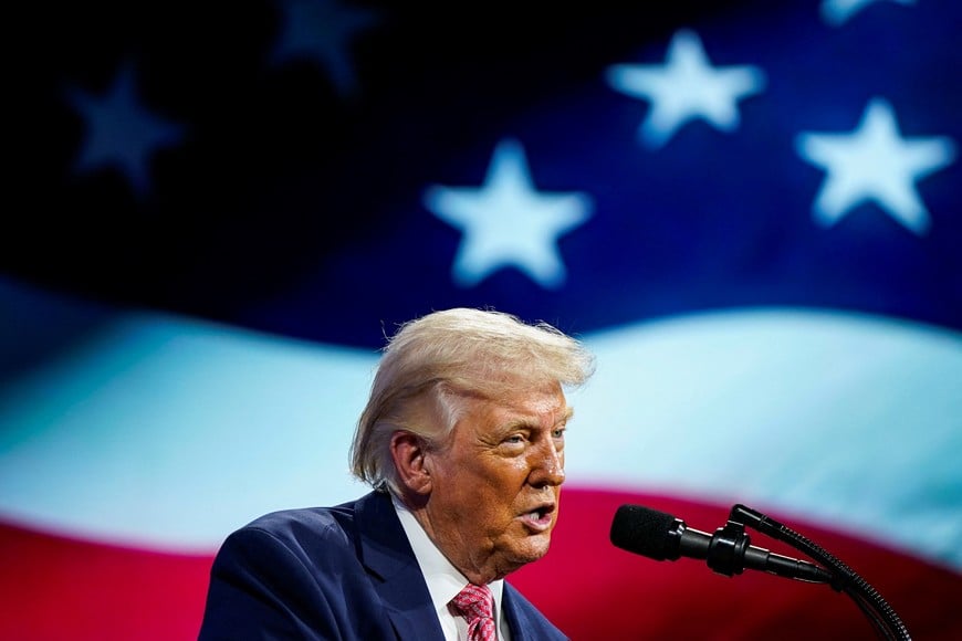 U.S. President Donald Trump delivers remarks at the Future Investment Initiative (FII) Institute's summit at the Faena Forum in Miami Beach, Florida, U.S., March 27, 2026. REUTERS/Elizabeth Frantz