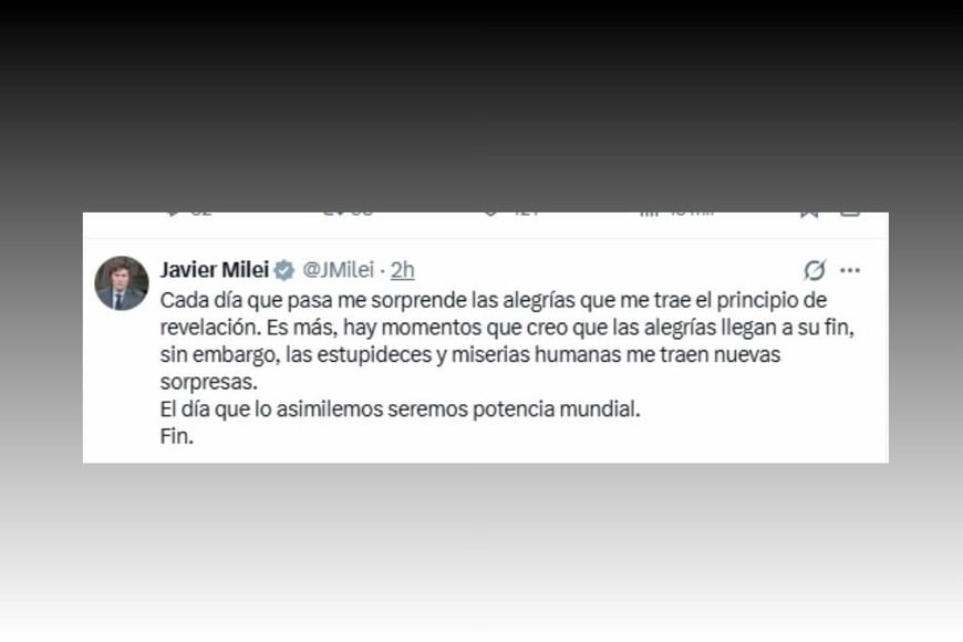 Milei publicó un mensaje en redes tras el fallo que favoreció a la Argentina en la causa YPF.