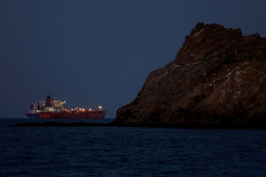 The Callisto tanker sits anchored as the traffic is down in the Strait of Hormuz, amid the U.S.-Israeli conflict with Iran, in Muscat, Oman, March 10, 2026. REUTERS/Benoit Tessier