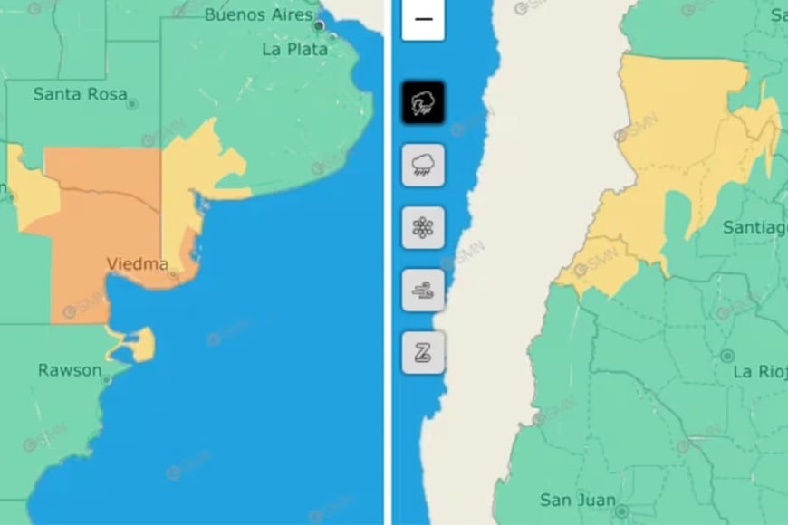 Las advertencias del Servicio Meteorológico Nacional.