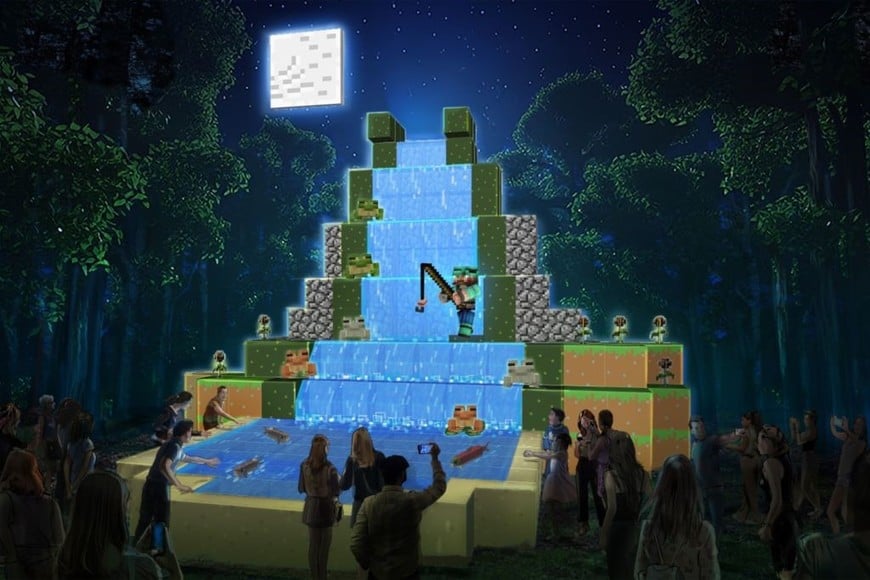 Render de la experiencia inmersiva al aire libre “Minecraft Experience: Moonlight Trail”