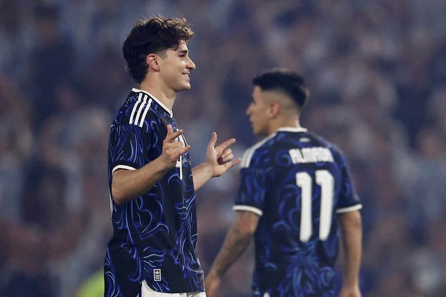 Soccer Football - International Friendly - Argentina v Zambia - Estadio La Bombonera, Buenos Aires, Argentina - March 31, 2026
Argentina's Julian Alvarez celebrates scoring their first goal REUTERS/Agustin Marcarian