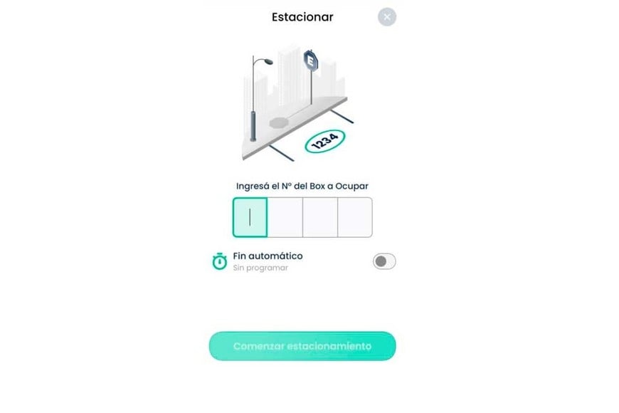 4 números de la dársena para iniciar el estacionamiento.