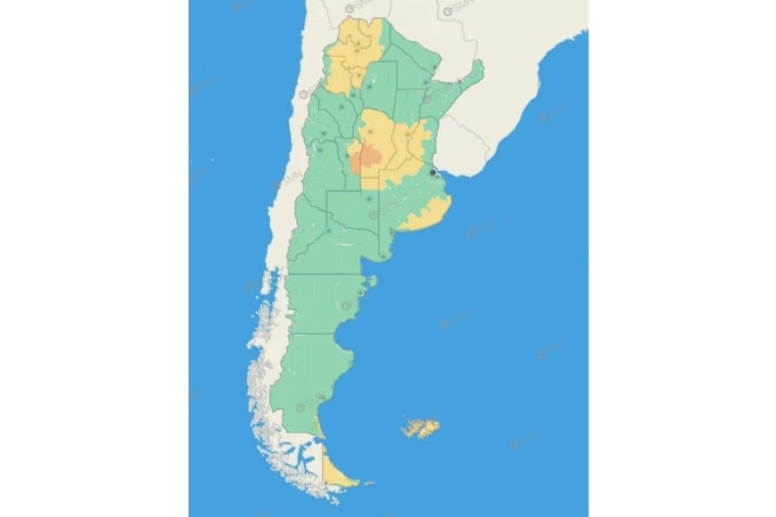 El gráfico de alertas por tormentas en SMN.