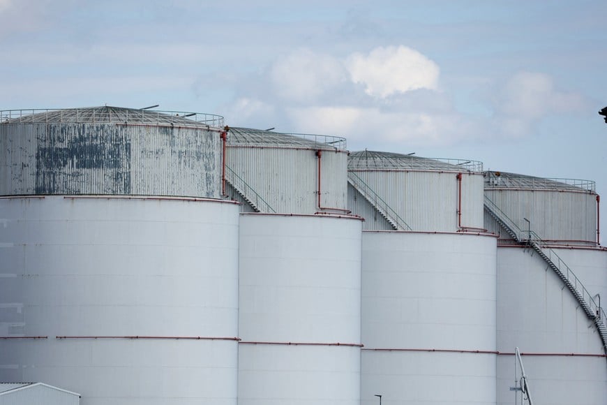 Oil storage containers of German mineral oil logistics company Unitank at Westhafen in Berlin, amid the U.S.-Israeli conflict with Iran, Germany, March 11, 2026. REUTERS/Liesa Johannssen