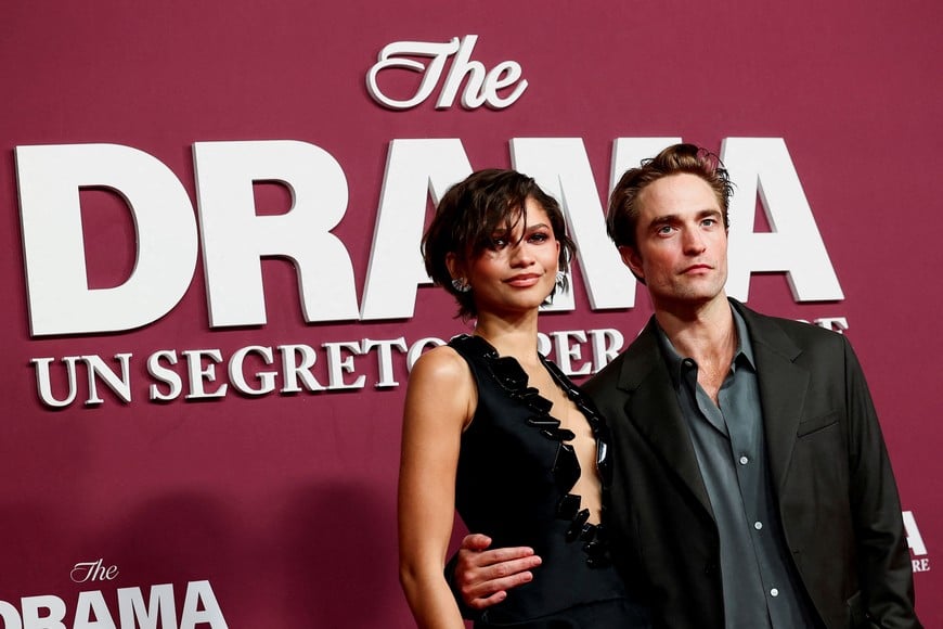 Actors Zendaya and Robert Pattinson attend the Italian premiere and red carpet for the film "The Drama" in Rome, Italy, March 26, 2026. REUTERS/Guglielmo Mangiapane     TPX IMAGES OF THE DAY