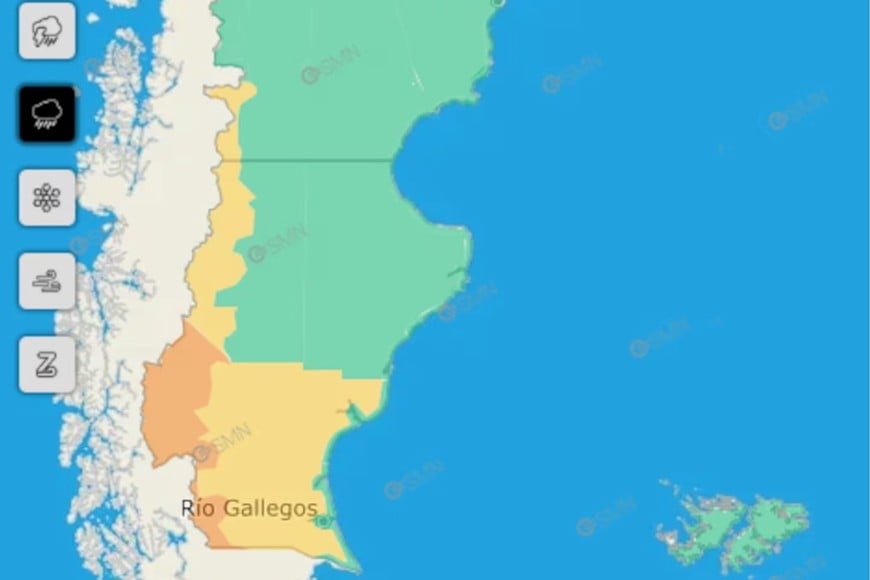 Las zonas bajo alerta según el SMN.