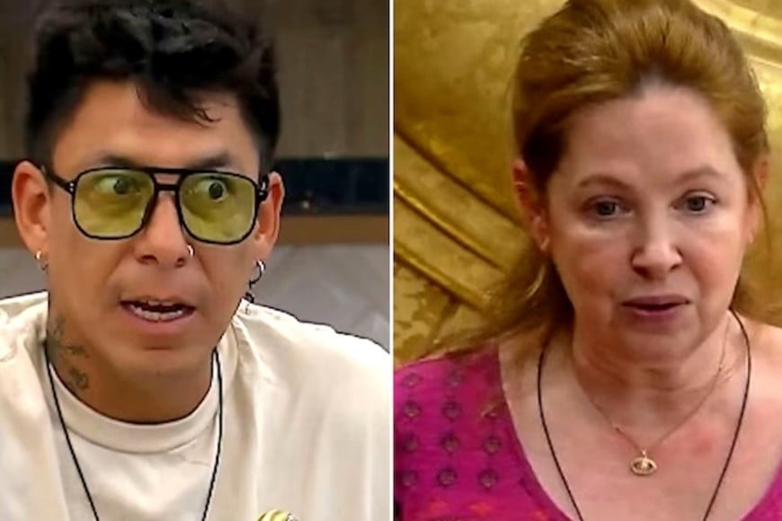 Brian Sarmiento, con gafas y expresión de sorpresa, y Andrea del Boca, con semblante serio