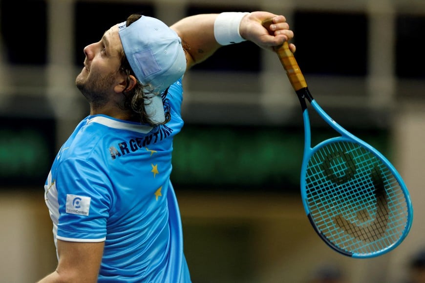 FILE PHOTO: Tennis - Davis Cup - Qualifiers - South Korea v Argentina - Gijang Gymnasium, Busan, South Korea - February 8, 2026
Argentina's Marco Trungelliti in action during his match against South Korea's Hyeon Chung REUTERS/Kim Soo-Hyeon/File Photo