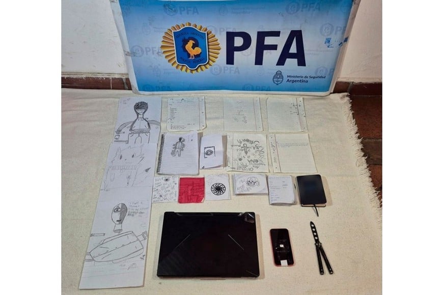 Elementos secuestrados tras el allanamiento en la localidad de La Lonja, partido de Pilar, provincia de Buenos Aires. Crédito: PFA