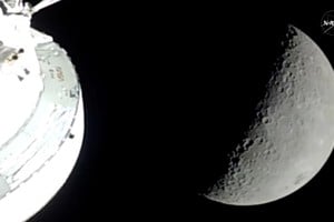 Vista de la Luna mientras la nave espacial Orión de la misión Artemis II se acerca. Créditos: REUTERS
