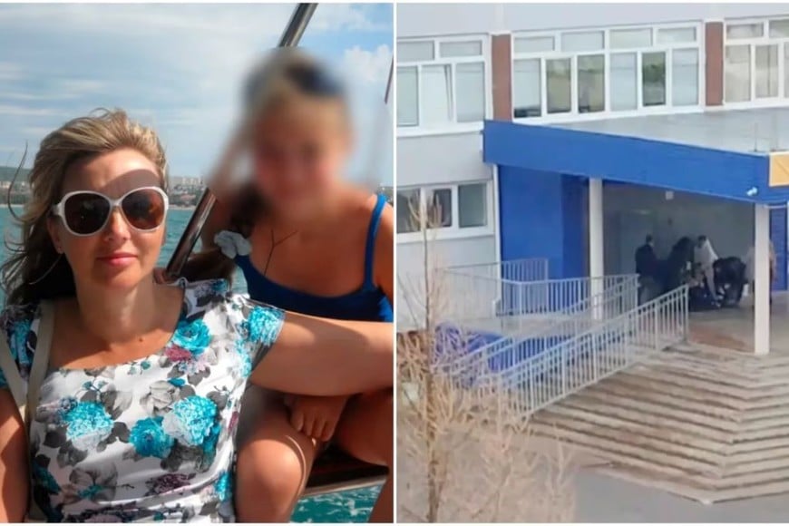 Olesya Baguta, profesora de Lengua y Literatura, fue atacada en la entrada de la Escuela N° 5 de Dobryanka y murió horas después en el hospital.