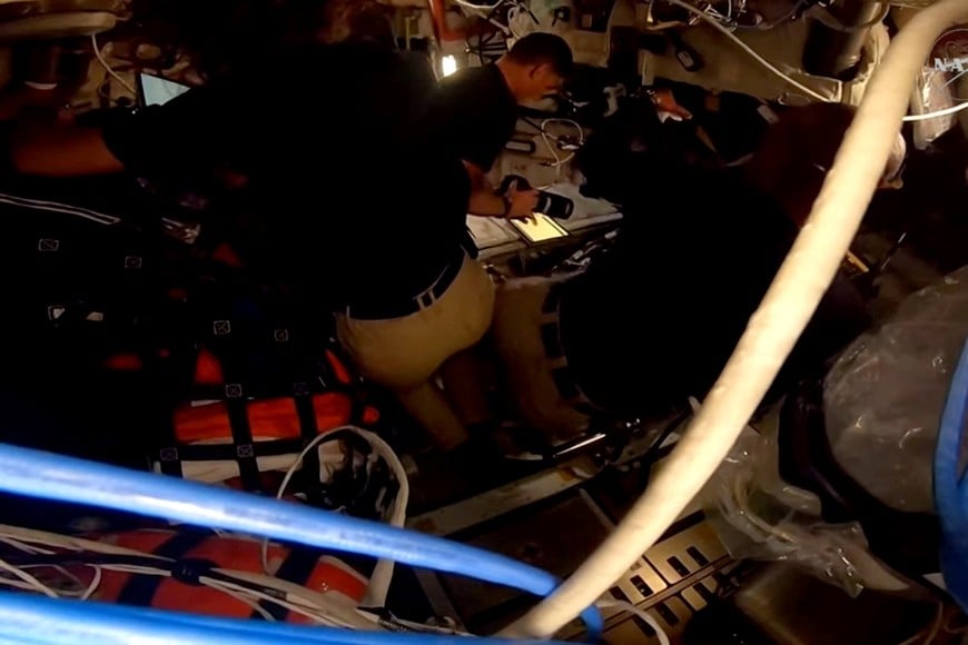 The crew of the Artemis II mission's Orion capsule after the spacecraft had reached its farthest distance from Earth when it travelled around the Moon, in this screengrab taken from a livestream video on April 6, 2026. NASA /Handout via REUTERS THIS IMAGE HAS BEEN SUPPLIED BY A THIRD PARTY