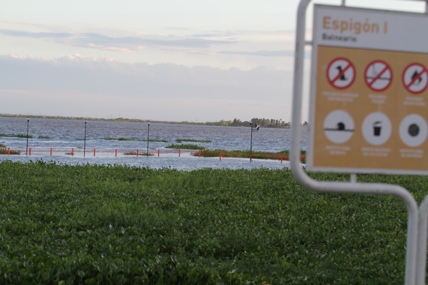 La zona de los espigones durante la creciente de 2016. Archivo.