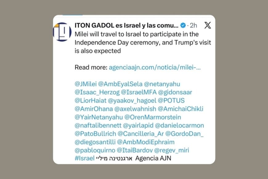 La confirmación del viaje de Milei.