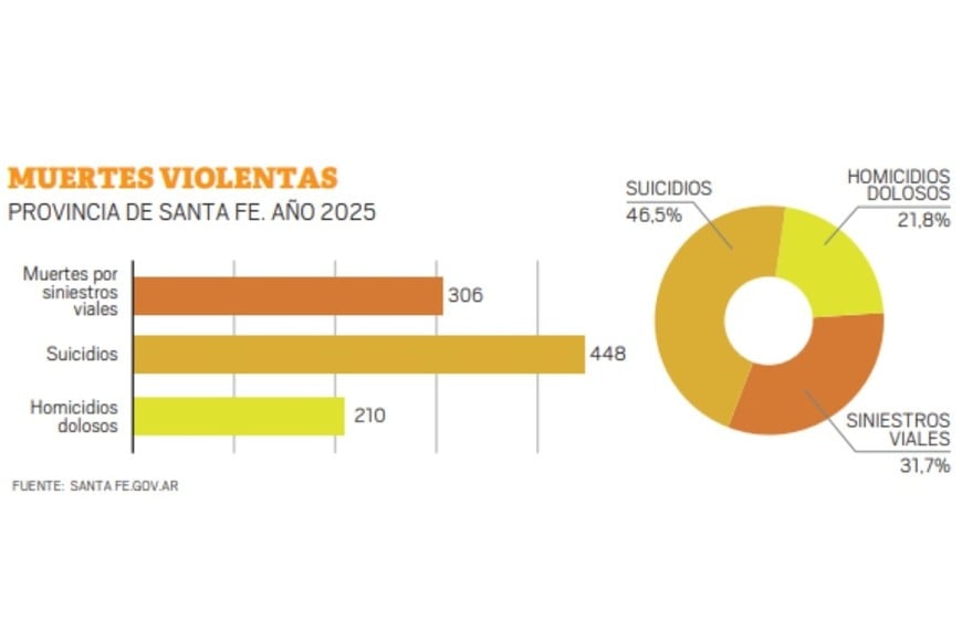 Gráfico muertes violentas en Santa Fe.