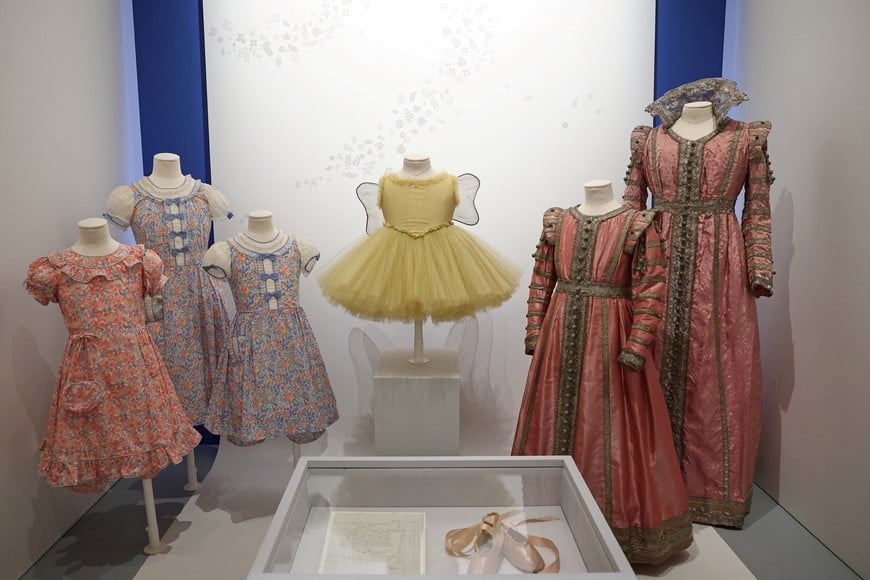 Childhood ballet costumes and children’s dresses, as part of "Queen Elizabeth II: Her Life in Style", an exhibition of clothing and outfits marking the centenary of the late queen’s birth, in The King’s Gallery at Buckingham Palace, London, Britain, April 9, 2026. REUTERS/Toby Melville