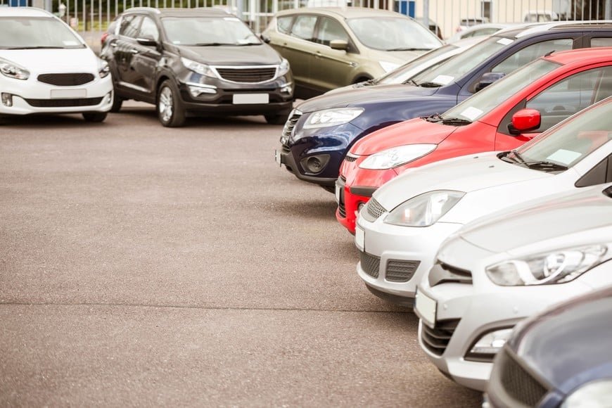 View of row new car at new car showroom