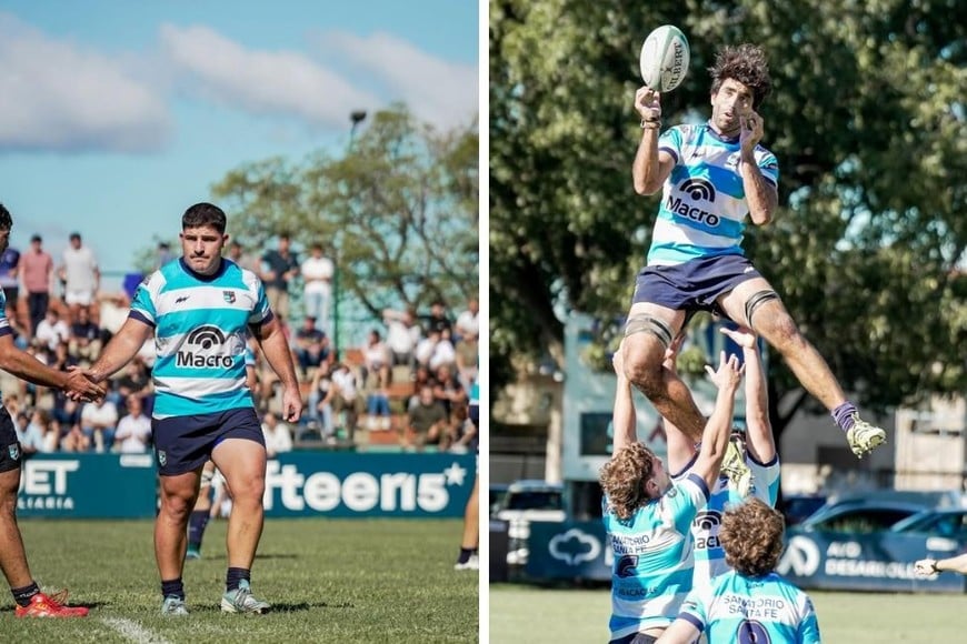Joaquín Berón, Luciano Simino y Santiago Carreras en las alturas. Tres de un pack de forwards que se consolida.