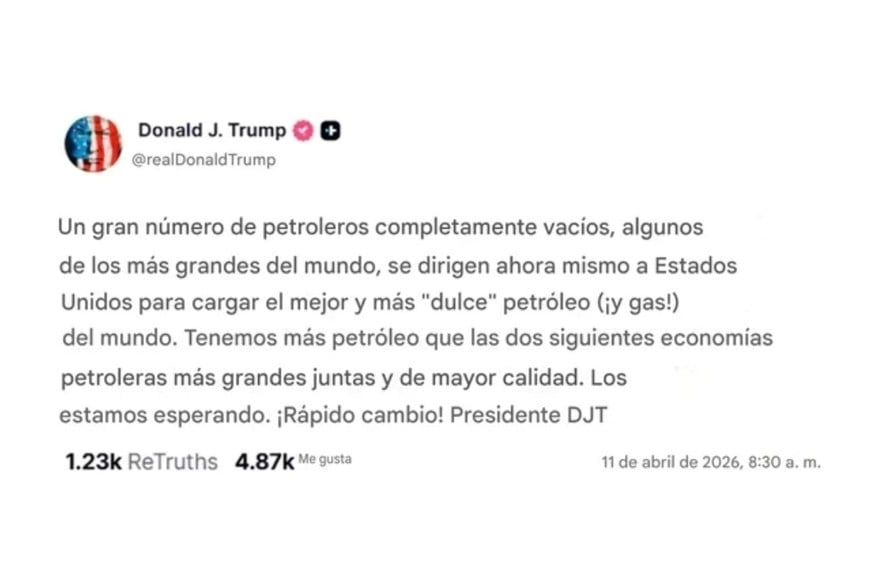 El mensaje de Trump en su red social, Truth Social