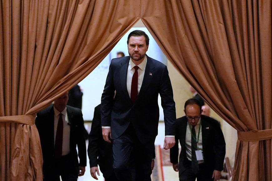 U.S. Vice President JD Vance arrives for a meeting with Pakistan's Prime Minister Shehbaz Sharif in Islamabad, Pakistan, for talks about Iran, April 11, 2026.     Jacquelyn Martin Pool/Pool via REUTERS