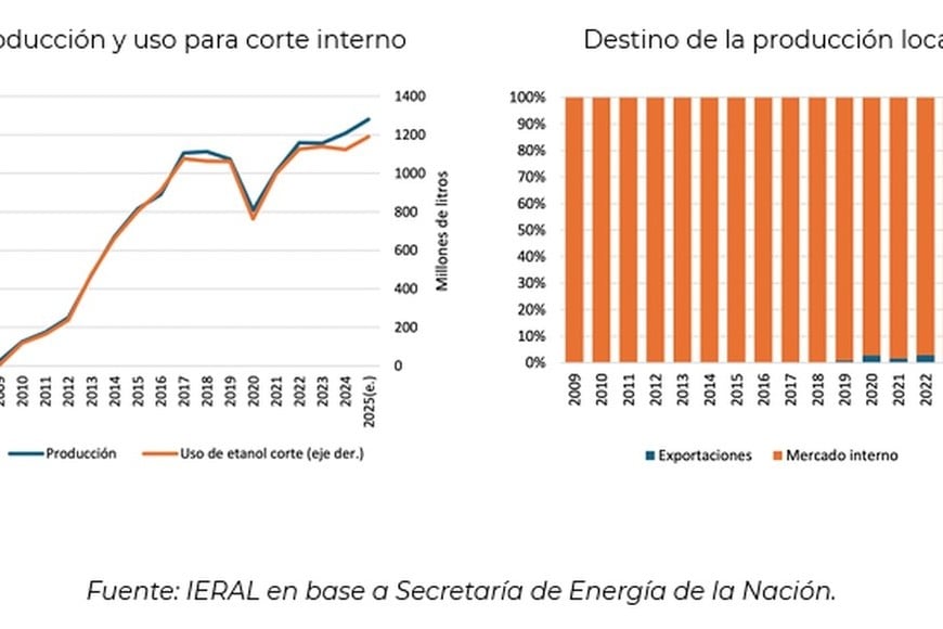 El bioetanol (de caña o maíz) se destina casi en su totalidadad al mercado interno.
