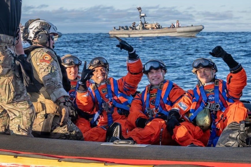 Rescate de la tripulación de la misión Artemis II. Foto: NASA