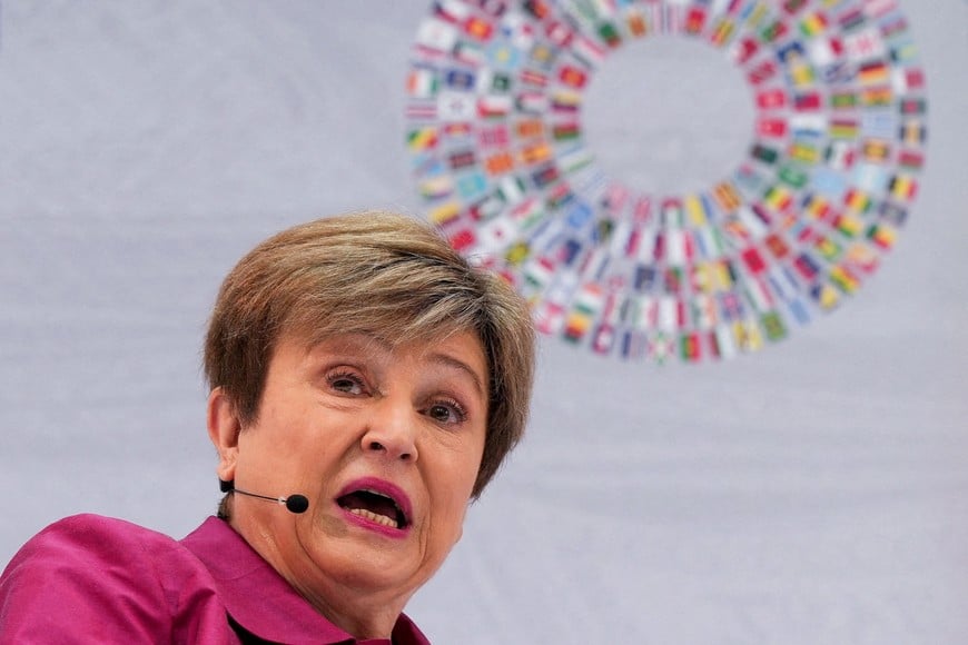 IMF Managing Director Kristalina Georgieva delivers a speech ahead of the IMF/World Bank's spring meetings in Washington, D.C., U.S., April 9, 2026. REUTERS/Ken Cedeno TPX IMAGES OF THE DAY