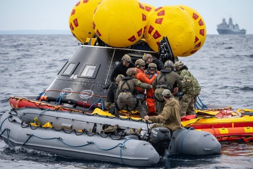Rescate de la tripulación de la misión Artemis II. Foto: NASA