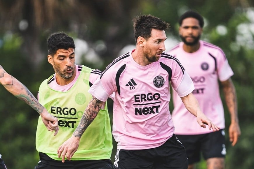 Lionel Messi y Luis Suárez entrenando en Inter Miami