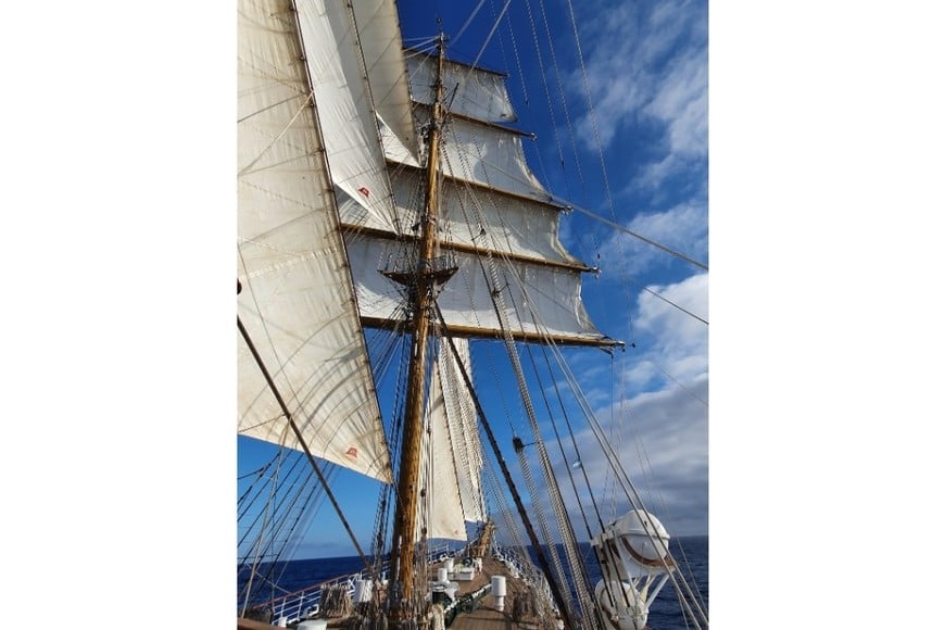 La Fragata Libertad durante su viaje. Crédito: Gentileza