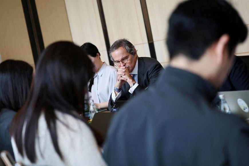 Director General of the International Atomic Energy Agency (IAEA) Rafael Grossi pauses while speaking during a press conference in Seoul, South Korea, April 15, 2026.   REUTERS/Kim Hong-Ji/Pool