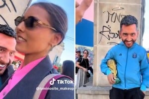 Fue a darle un beso a una falsa estatua de Messi y el video se volvió viral.