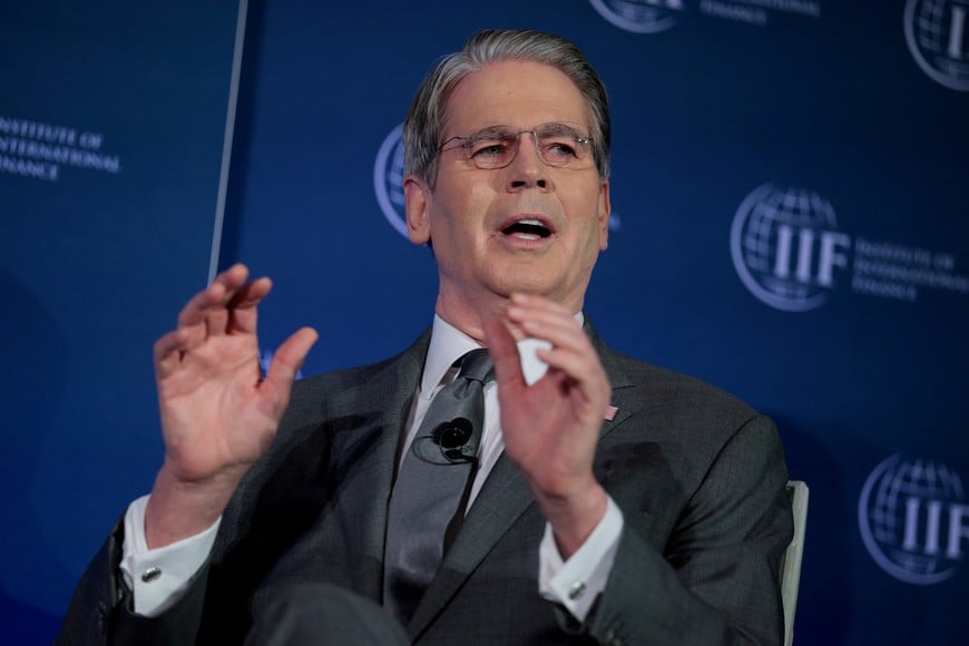 U.S. Treasury Secretary Scott Bessent speaks during an event hosted by the Institute of International Finance in Washington, D.C., U.S., April 14, 2026. REUTERS/Evan Vucci