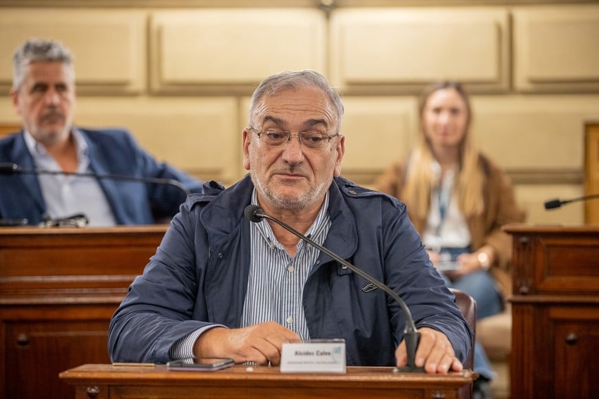Alcides Calvo durante la reunión convocada por el Senado de Santa Fe sobre Lácteos Verónica