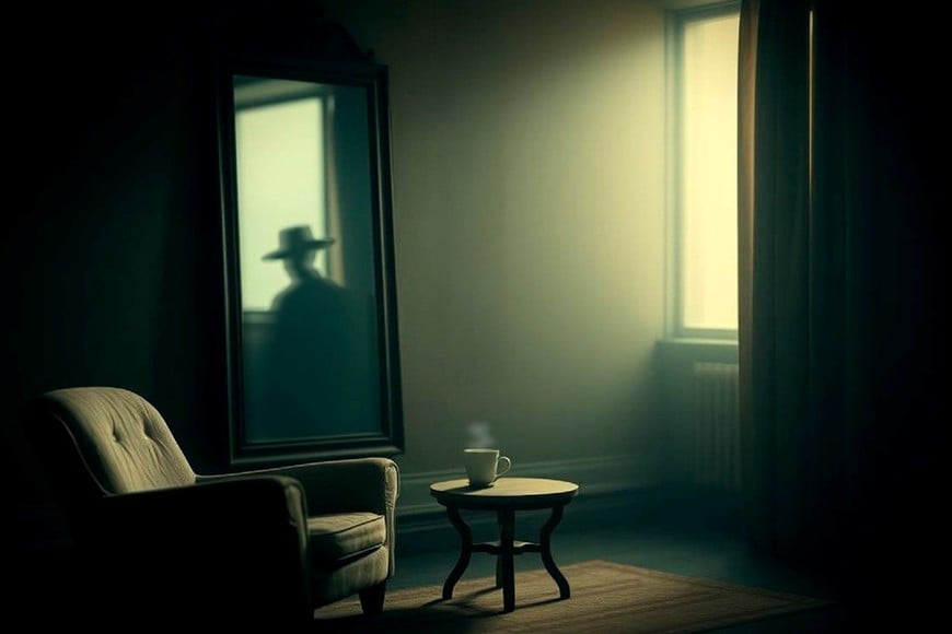 "Y entonces apareció él... El Hombre del Sombrero. Sí. El Hombre del Sombrero. Estaba ahí. Pero no como en la vida. No como sombra externa. Ahora estaba adentro. Vestía igual, pero sin rostro".