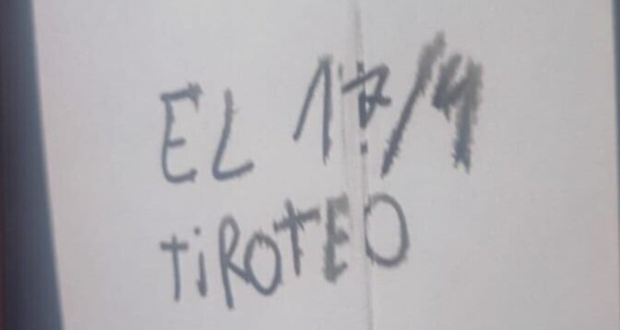 Inscripción en los sanitarios del IES. Figura en el acta labrada por la Policía.