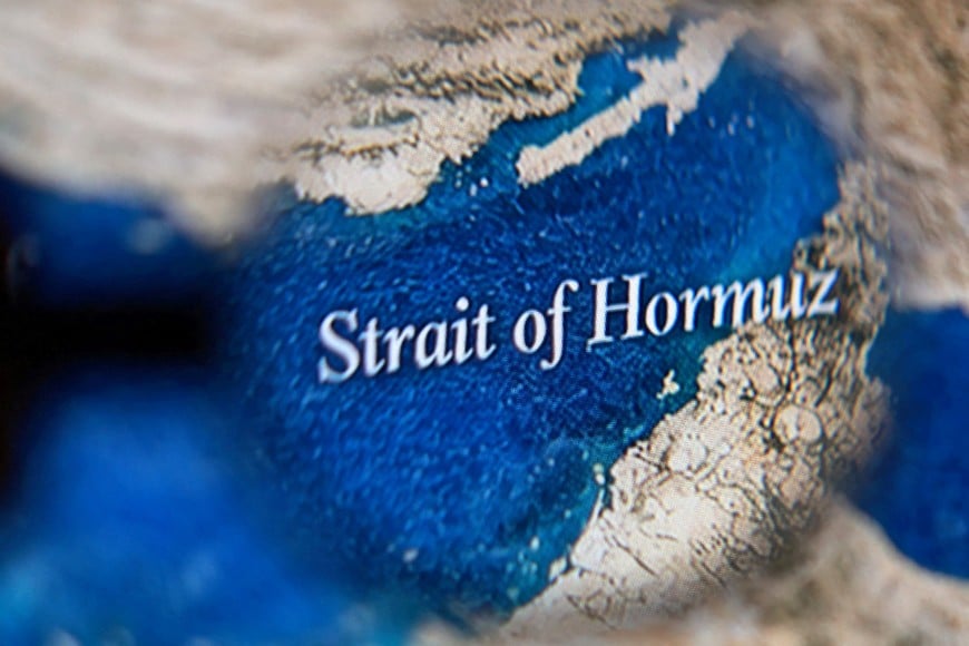 FILE PHOTO: Strait of Hormuz map is seen in this illustration taken April 15, 2026. REUTERS/Dado Ruvic/Illustration/File Photo