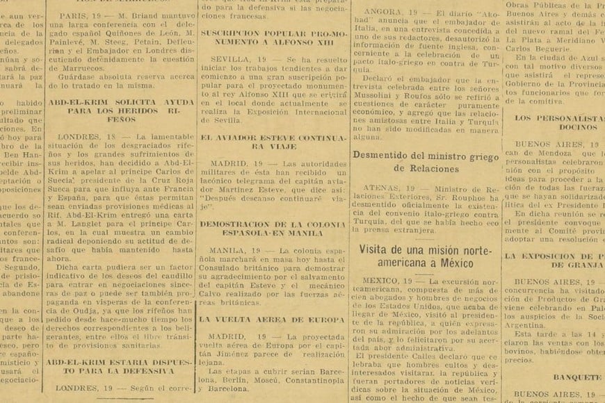 Tapa de la edición del 19 de abril de 1926 de diario El Litoral (detalle).
