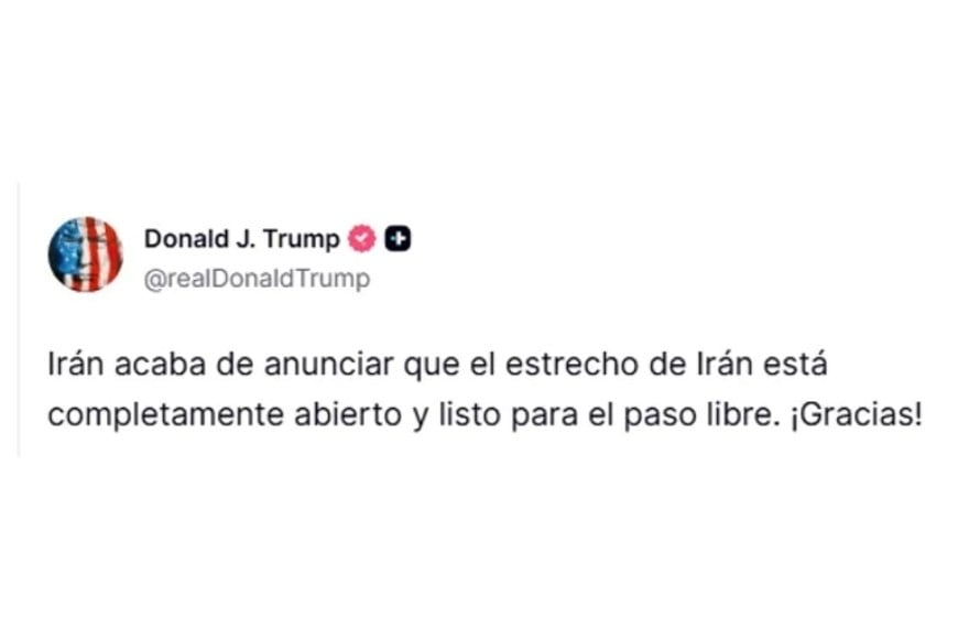 El mensaje de Trump en Truth Social.