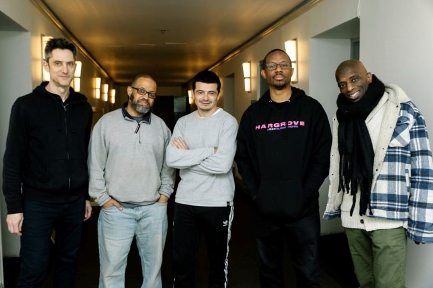 Mariano Loiácono New York Quintet durante la grabación de “Little Waltz”: Danton Boller (contrabajo), Justin Robinson (saxo alto), Mariano Loiácono (trompeta), Willie Jones III (batería) y Anthony Wonsey (piano).