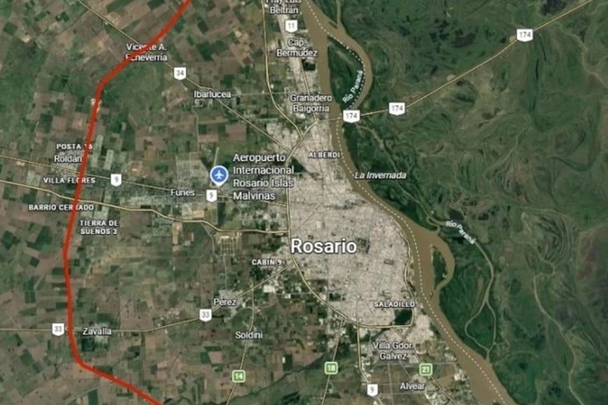 La trazada de la Ruta Nacional A012. Crédito: Google Maps