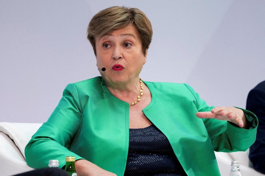 FILE PHOTO: Managing Director of the International Monetary Fund (IMF) Kristalina Georgieva takes part in "Debate on the Global Economy" during the 2026 annual IMF/World Bank Spring Meetings in Washington, D.C., U.S., April 16, 2026. REUTERS/Ken Cedeno//File Photo