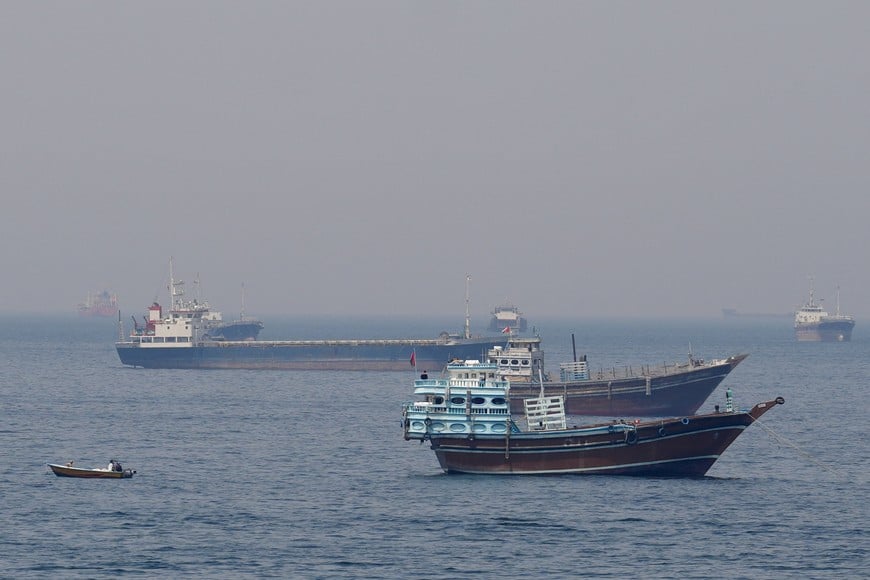 Ships and boats in the Strait of Hormuz off the coast of Musandam, Oman, April 20, 2026. REUTERS