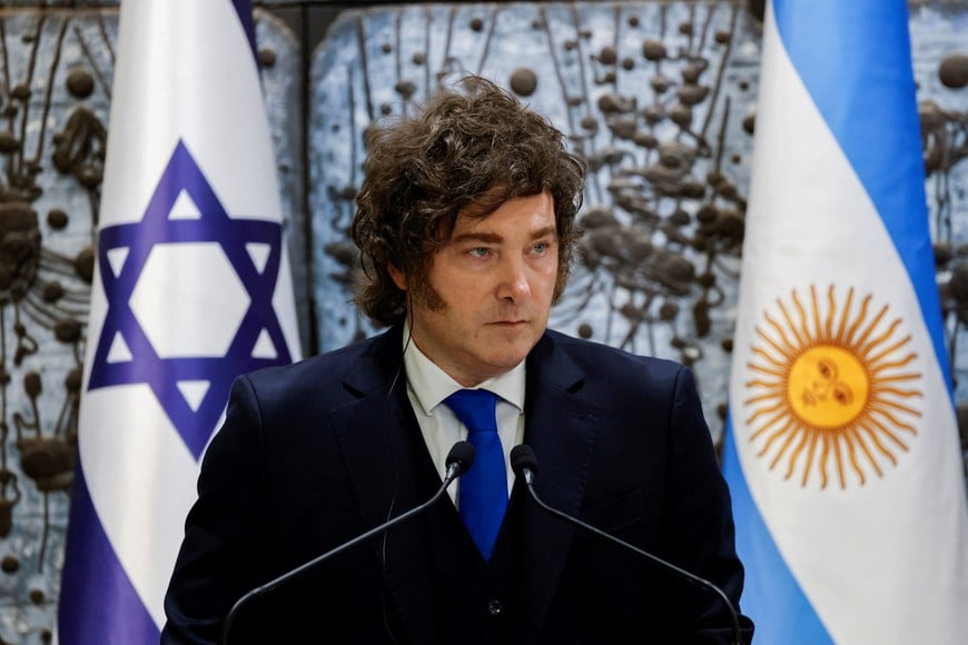 Argentina's President Javier Milei attends a meeting with Israel's President Isaac Herzog in Jerusalem April 20, 2026. REUTERS/Amir Cohen