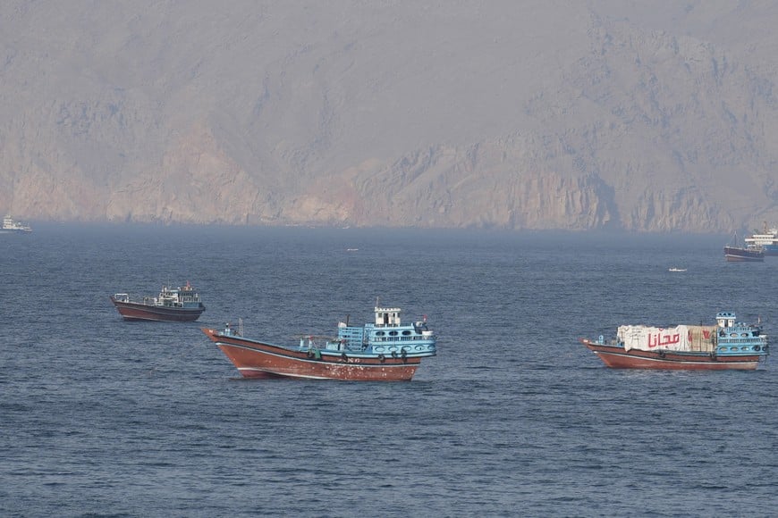 Ships and tankers in the Strait of Hormuz off the coast of Musandam, Oman, April 18, 2026. REUTERS