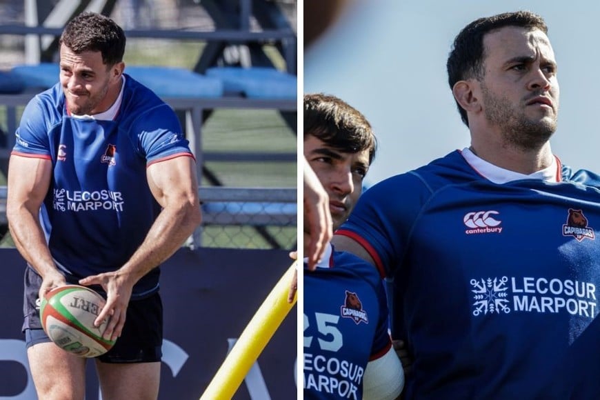 En acción en el Hipódromo y en la ronda habitual. A su lado, Juan Lovell, uno de los medio scrum que tiene la franquicia del Litoral. Foto: Prensa Capibaras XV.