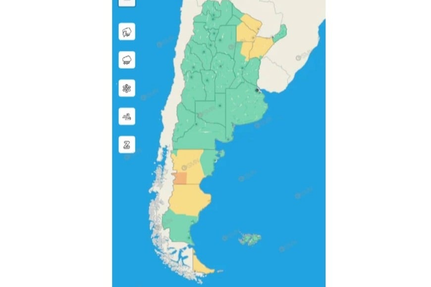 Hay alerta naranja y amarilla por tormentas, vientos y nevadas.